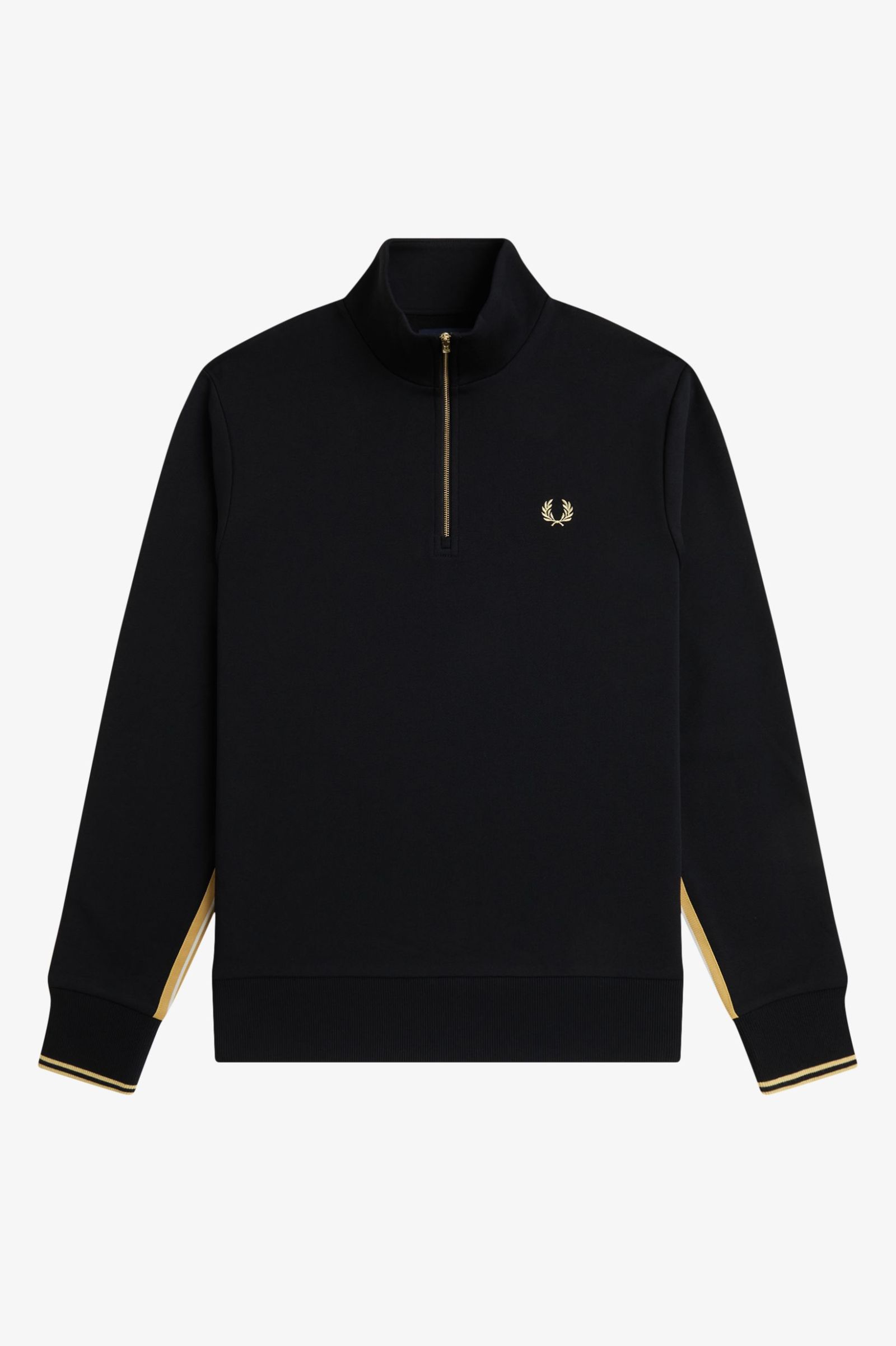 Fred Perry – Felpa a mezza zip con fettuccia a righe